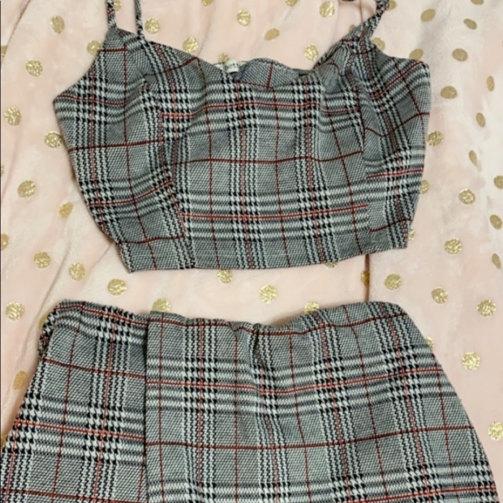 Plaid skort and crop top set